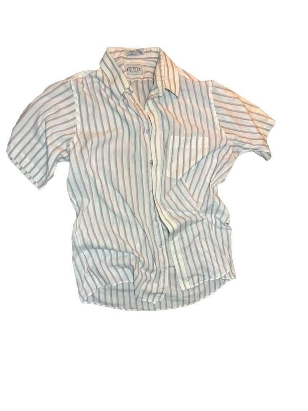 American Edition Vintage Made in USA Striped Short Sleeve Dress Shirt